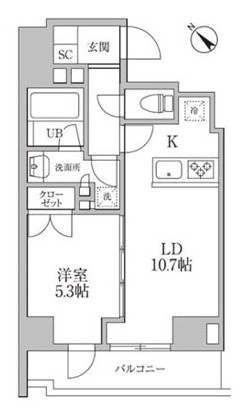 レジディア文京本郷Ⅲの間取り|1LDK