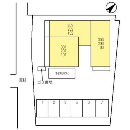 泉大津市下之町のハイツの区画図