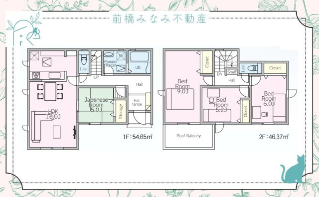 【新築】桐生市相生町2丁目1期　１号棟(全４棟)　リナージュ　新築建売分譲の間取り