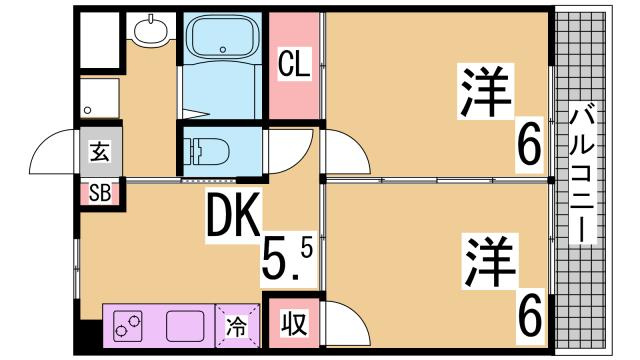神戸市兵庫区荒田町３丁目のアパートの間取り