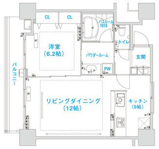 【間取り】 | 松屋タワー　中央小学校区 | 角部屋　開放的な室内