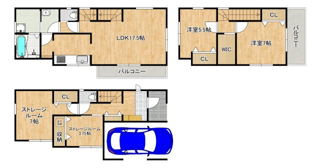 陶器北　新築一戸建の間取り|【暮らしやすい２ＬＤＫ+２S+ＷＩＣ＋ファミリークローゼット】子供部屋や趣味のお部屋も作れますね♪