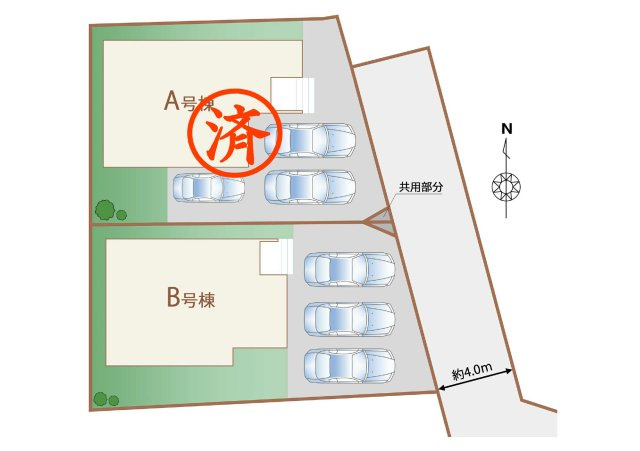 西原町与那城（全2棟）ラストB号棟の区画図|B号棟　