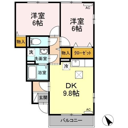 コンフォート80　B棟の間取り