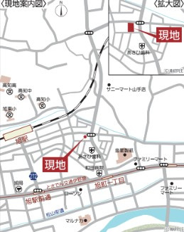 【約19帖の広々LDK♪】高知市中須賀町第1　3号棟新築戸建の地図