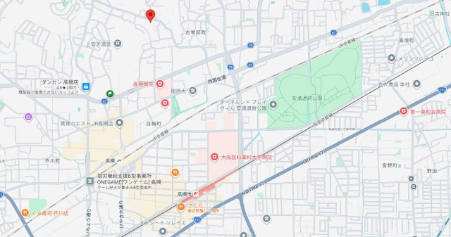 高槻市古曽部町１丁目の賃貸マンションの地図