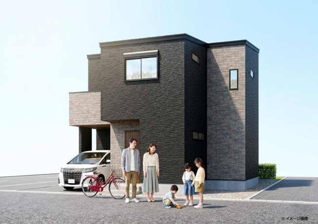 【外観】 | 八尾市安中町8丁目 | 【外観パース】敷地間口広々♪2階建て♪ゆったり3LDK♪ローン返済目安：月々約93361円（頭金0円、変動金利0.875％、返済期間40年、ボーナス払い無しで試算しています）