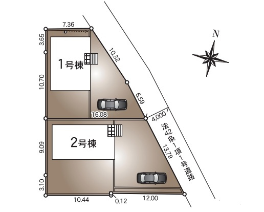 【新築戸建】　いわき市平第21　全2棟の区画図|区画図です。ご参照ください。