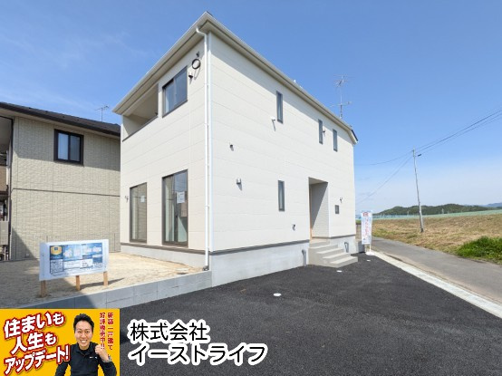 【新築戸建】　いわき市平第21　全2棟の外観|1号棟外観写真　白を基調とした飽きのこないデザインです。