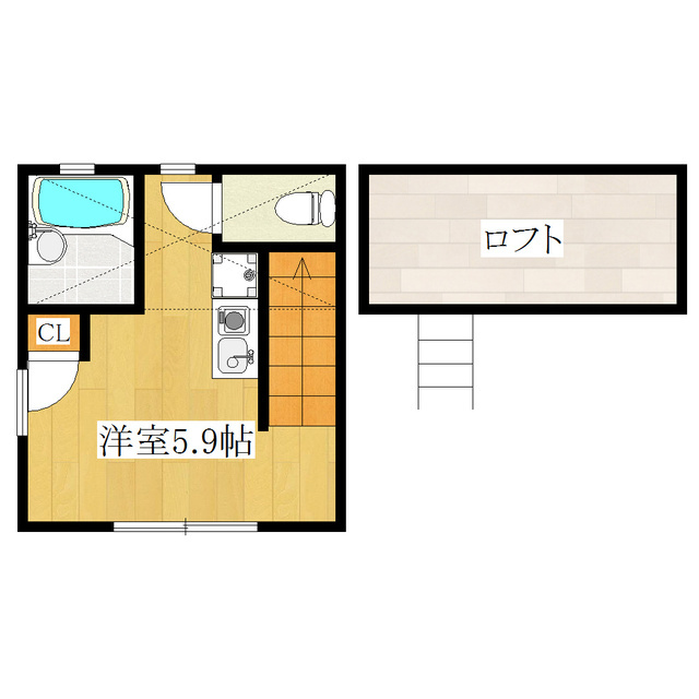 バーミープレイス王子Ⅱの間取り|人気のロフト付きのお部屋です！