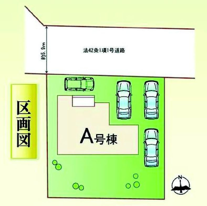 ハートフルタウン前橋市上新田町680番　Ａ号棟の区画図|駐車場４台ご用意しています！並列駐車で車の出し入れもしやすいですよ！
