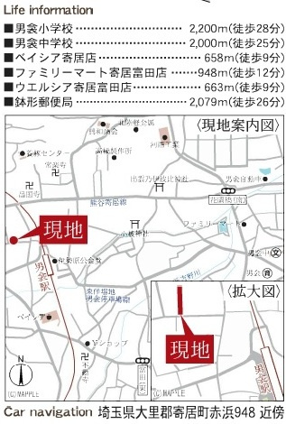 【仲介手数料無料】新築戸建　寄居町赤浜948-5（全1棟）大型平屋住宅の地図