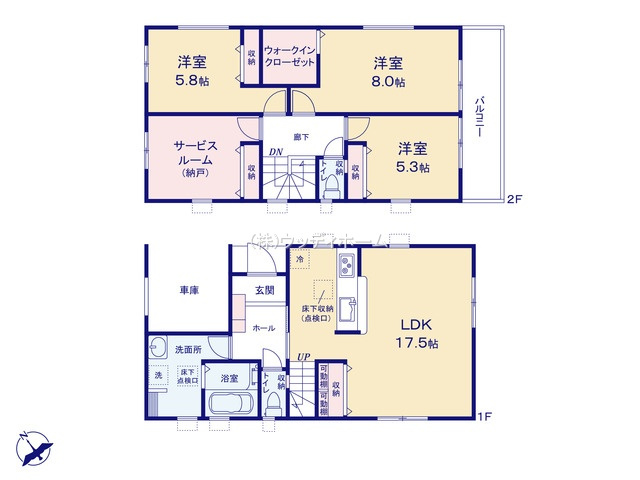 春日部市一ノ割第8　新築一戸建て　2号棟の間取り