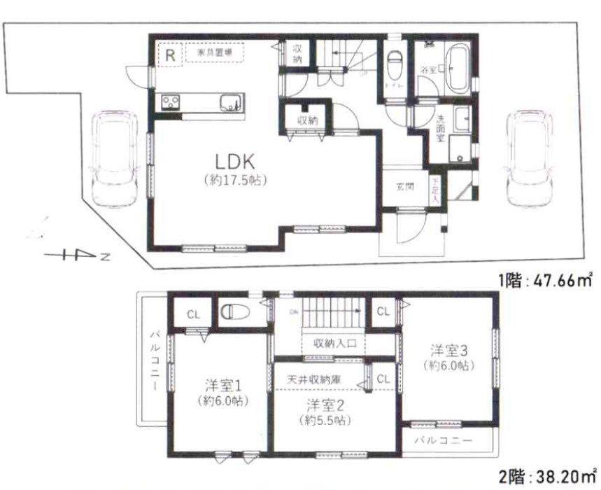 西京区松室扇田町戸建ての間取り