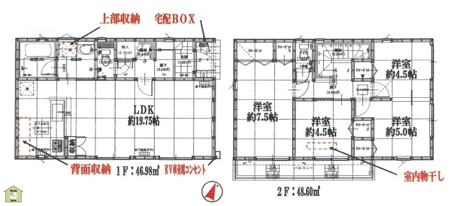 越谷市弥十郎　中古一戸建ての間取り