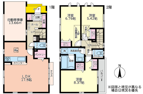 厚木市松枝１丁目　中古戸建の間取り