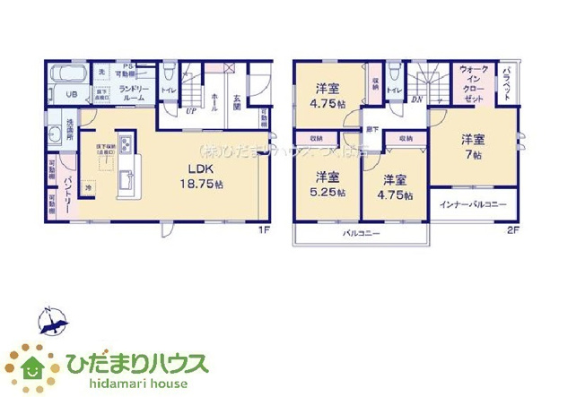 【間取り】 | 小美玉市江戸1期　新築戸建 | パントリーがあるので、備蓄がしっかりできでキッチンスッキリ！