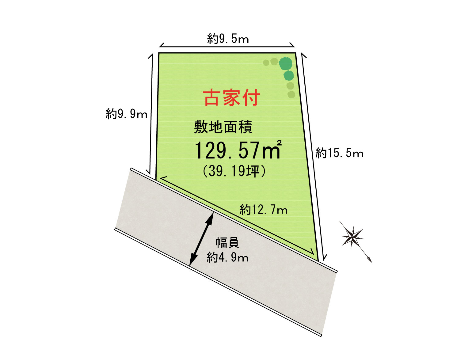 貝塚市鳥羽　古家付き土地の土地図