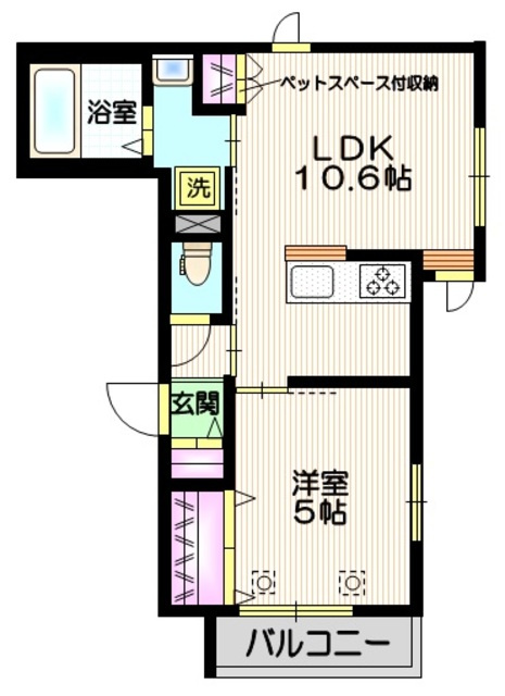 Placide Kの間取り|★1フロア2住戸★　★角部屋3面採光★