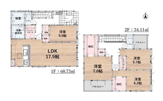 福岡市西区上山門2丁目第9-1棟（1号棟）の間取り|全居室収納付きで便利です。
