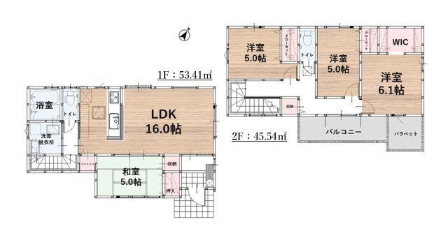 福岡市南区野多目5丁目第5-1棟（1号棟）の間取り|全居室収納付きで便利です。
