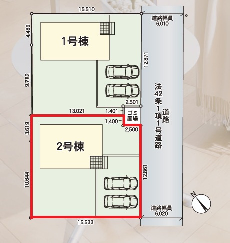 Cradlegarden　 笠間市旭町　第9　2の区画図|敷地面積約65坪。並列駐車可能です。気になる他の物件と合わせての現地ご案内も可能です。HPから、またお電話でも、お気軽にお問い合わせください。