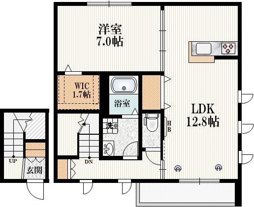 メゾン　トヨタマの間取り|【間取り】　最上階角部屋３面採光