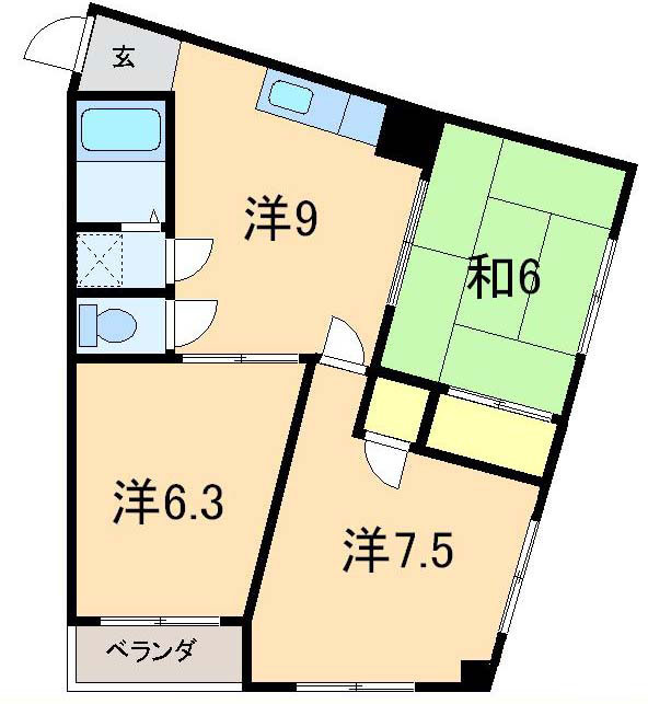 三の宮マンションの間取り