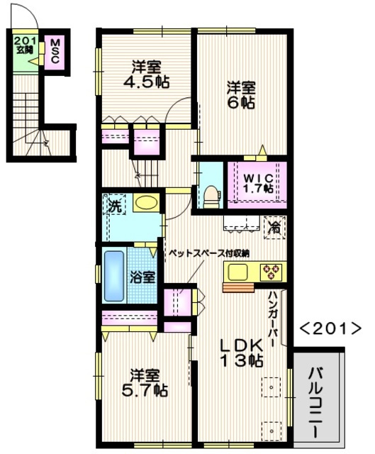 ラフィンメゾンの間取り|★最上階角部屋の３ＬＤＫ★