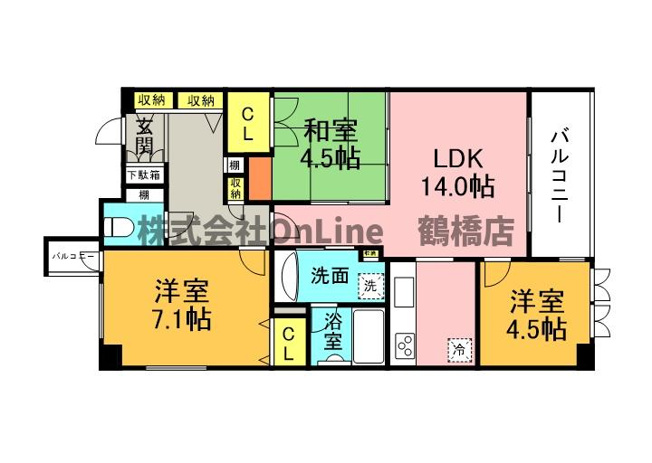 【間取り】 | クラウンハイム西田辺