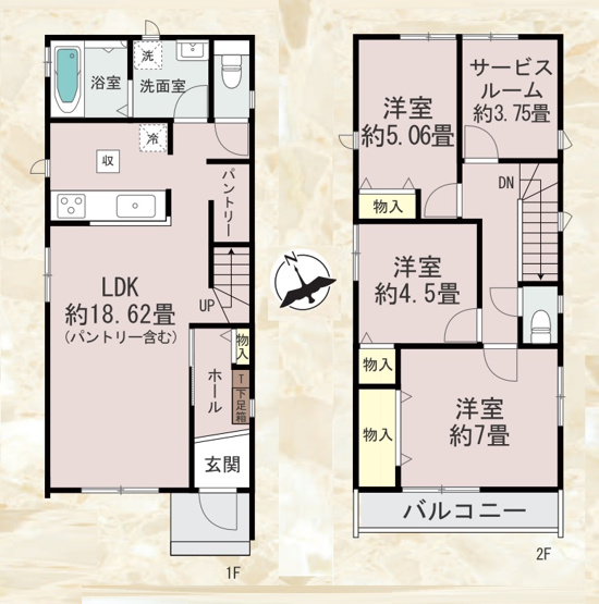 【間取り】 | 春日市春日原東町4丁目　B号棟（全4棟）【仲介手数料無料・0円】 | 平日、土日祝日もお好きな日時にご見学可能です。お気軽にお問合せ下さい。