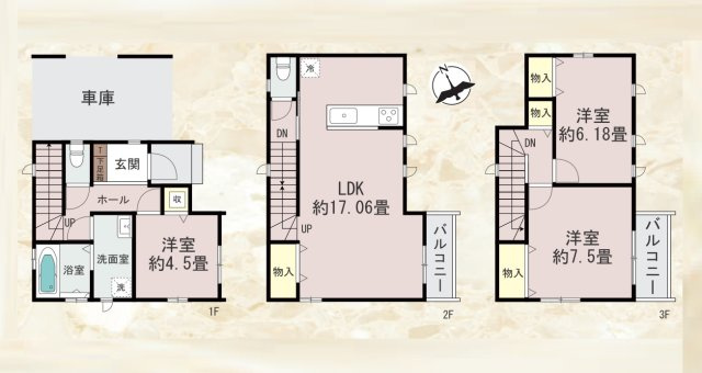 【間取り】 | 春日市春日原東町4丁目　C号棟（全4棟）【仲介手数料無料・0円】 | 平日、土日祝日もお好きな日時にご見学可能です。お気軽にお問合せ下さい。