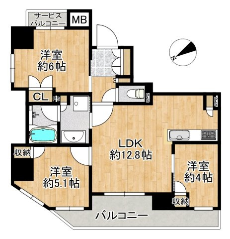ワコーレ西田辺リーブスの間取り|【角部屋】陽光たっぷり降りそそぐ明るいお住まいです♪ぜひ現地でお確かめください！