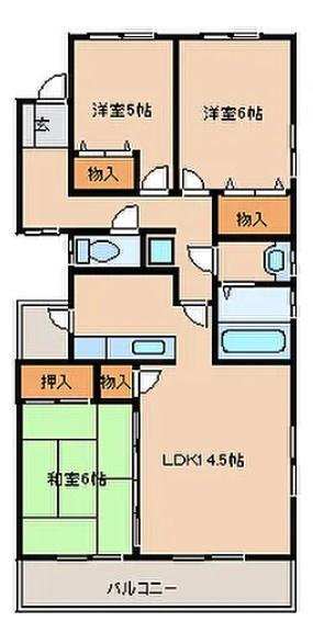 エトワール大善寺Ⅱの間取り|使い勝手の良い間取りです♪