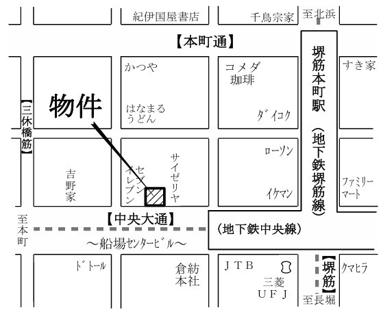 大阪市中央区南本町２丁目の事務所の地図