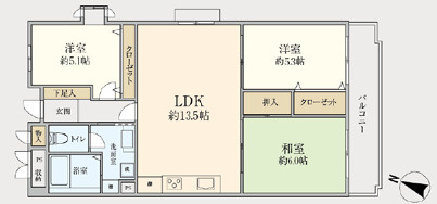 テベルデ肥後橋　西船場小学校の間取り|モンテベルデ肥後橋　開放感ある間取り