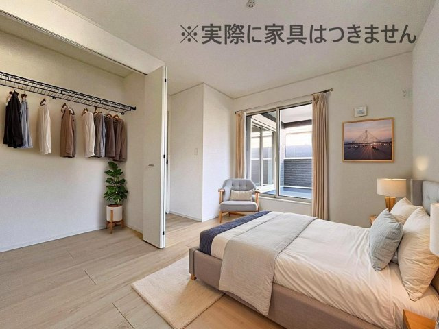 新築戸建・新築建売　福島市松木町第1　福島第二小・福島第二中の洋室|画像はバーチャルホームステージングの加工による演出で、実際の家具は付きません。