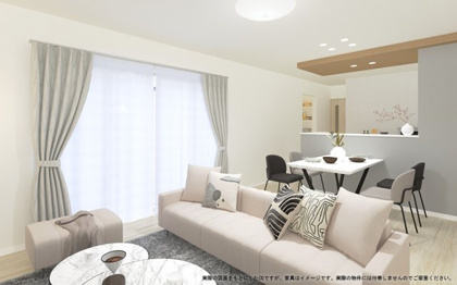 【完成予想図】 | 【LDKイメージパース】
※画像は設計図面を基に作成したイメージです。