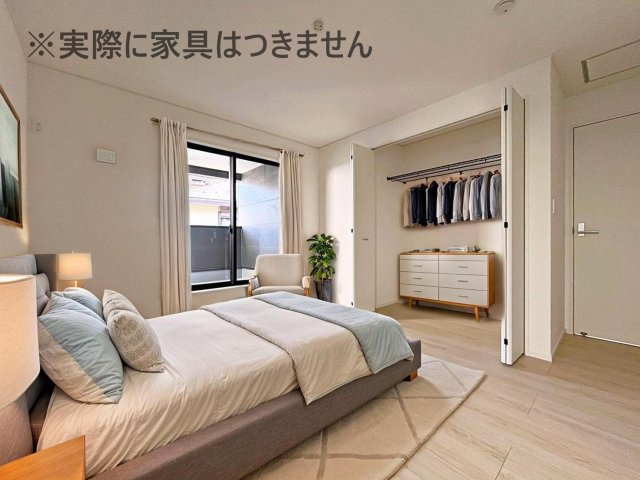 新築戸建・新築建売　福島市松木町第1　福島第二小・福島第二中の洋室|画像はバーチャルホームステージングの加工による演出で、実際の家具は付きません。