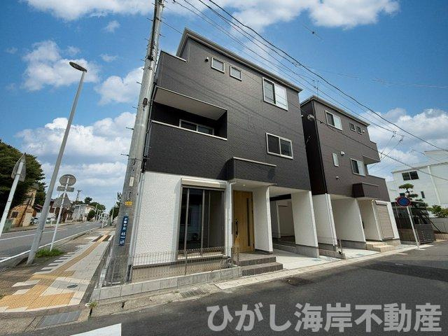 平塚市夕陽ケ丘　新築戸建　全２棟の前面道路含む現地写真|現地外観