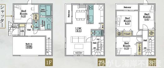 平塚市夕陽ケ丘　新築戸建　全２棟の間取り|南西向き　４LDK