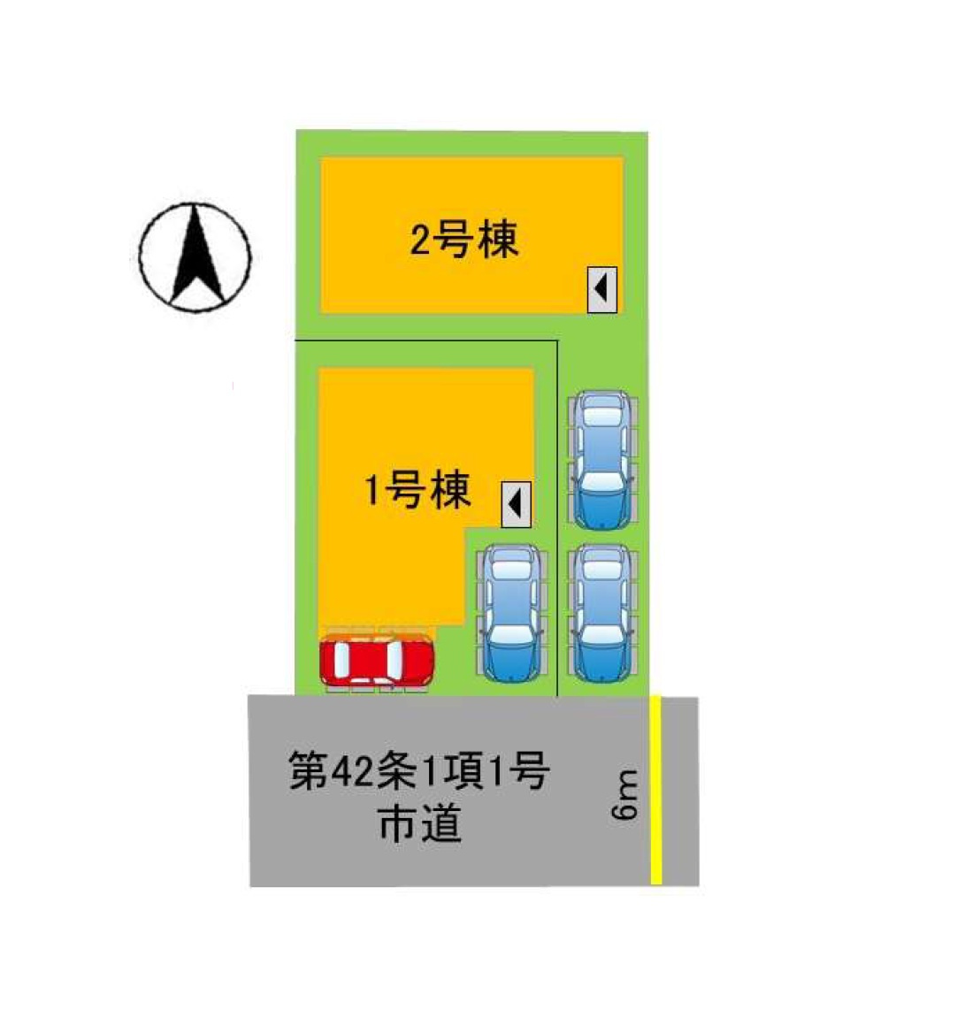 春日市松ヶ丘6丁目第1-2棟（1号棟）の区画図|配置図（1号棟）