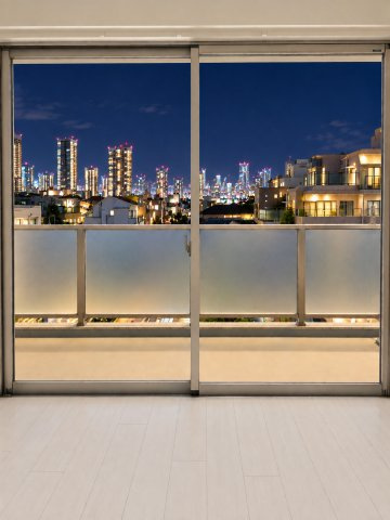 アンビシャス小岩の展望|夜景も楽しめます。前面道路は交通量が少ない為、窓を開けても静かな環境です。※AI加工されています