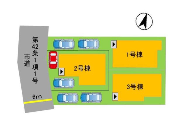 春日市一の谷1丁目第1-3棟（1号棟）の区画図|配置図（1号棟）