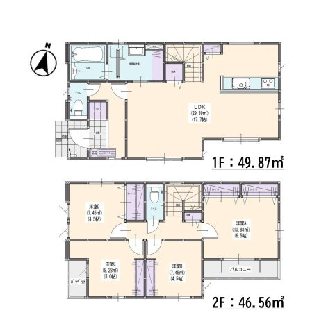 春日市一の谷1丁目第1-3棟（3号棟）の間取り|全居室収納付きで便利です。