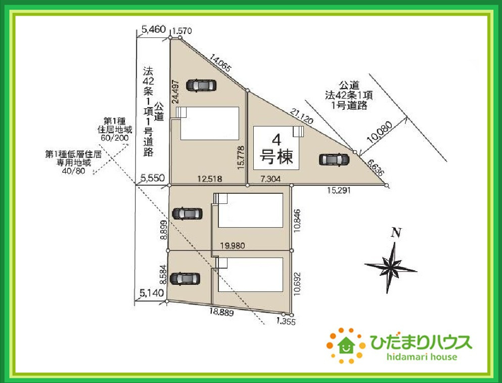 常陸太田市増井町第1　新築戸建　4号棟の区画図