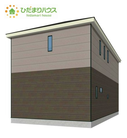 常陸太田市増井町第1　新築戸建　2号棟の外観パース|デザイナーズのようなお洒落な外観です(^^♪