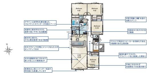 加須市大門町２期　新築一戸建ての外観|アウトドア用品やベビーカーも収納できる可動棚付き土間収納完備♪