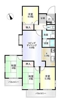 【間取り】 | セントラル武庫之荘 | 最上階の３階部分角部屋です♪明るく開放的な４LDKの間取りです！ファミリー様におすすめです！