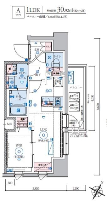 横浜市中区三吉町の賃貸マンションの間取り